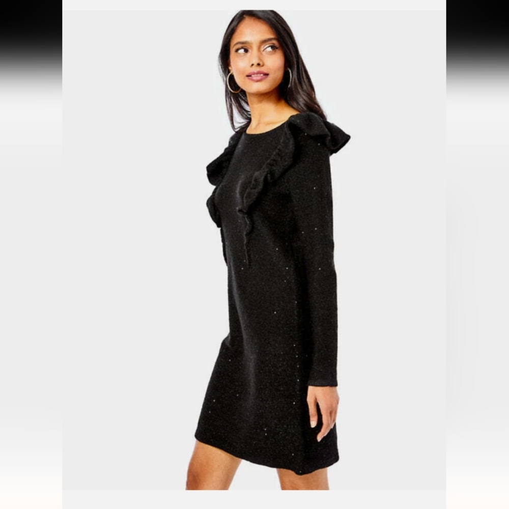 Lilly Pulitzer Ruth Black Sequin Sweater Dress, Sz XS